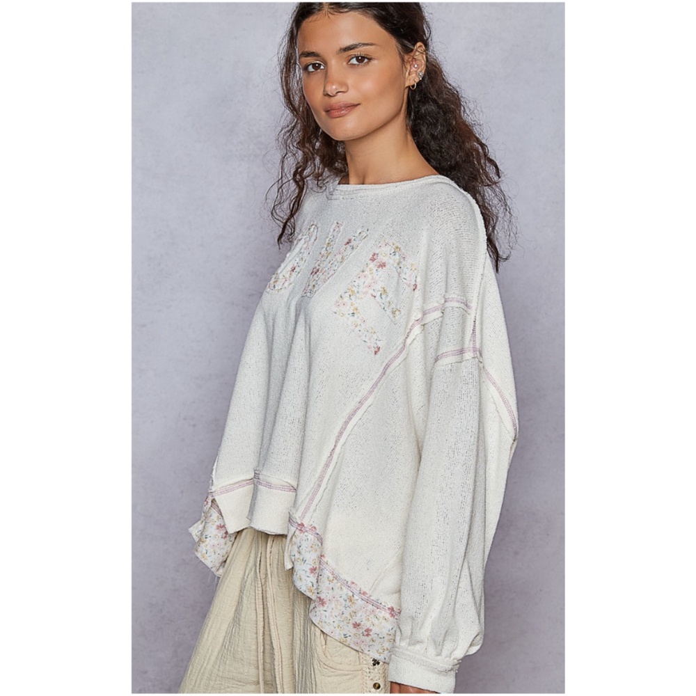 POL Floral LOVE Cream Long Sleeve Top - Picture 5 of 5
